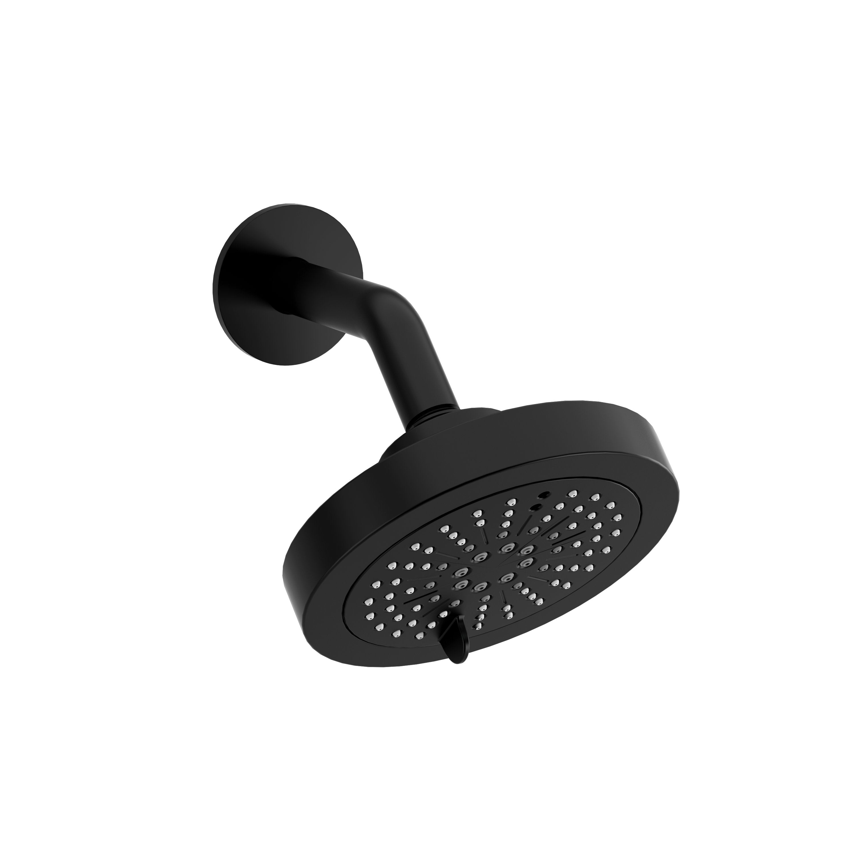 6-Function Round Showerhead with Adjustable Arm - Black (366BK) by RIOBEL - Perfect for Bathroom Renovation & Spa-Like Shower Experience
