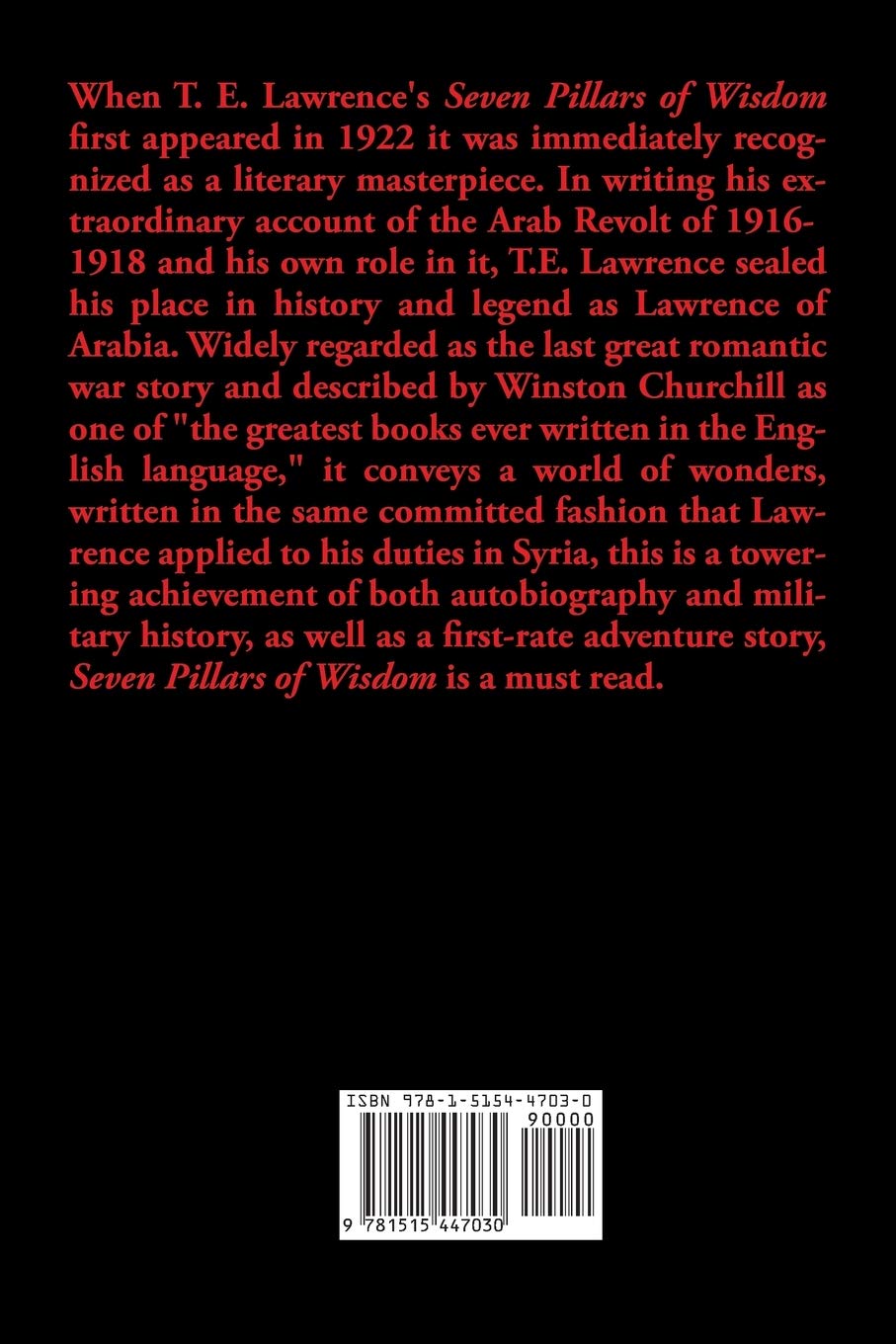 Seven Pillars of Wisdom by T.E. Lawrence - Classic Autobiographical War Memoir | Perfect for History Buffs, Military Enthusiasts & Book Collectors