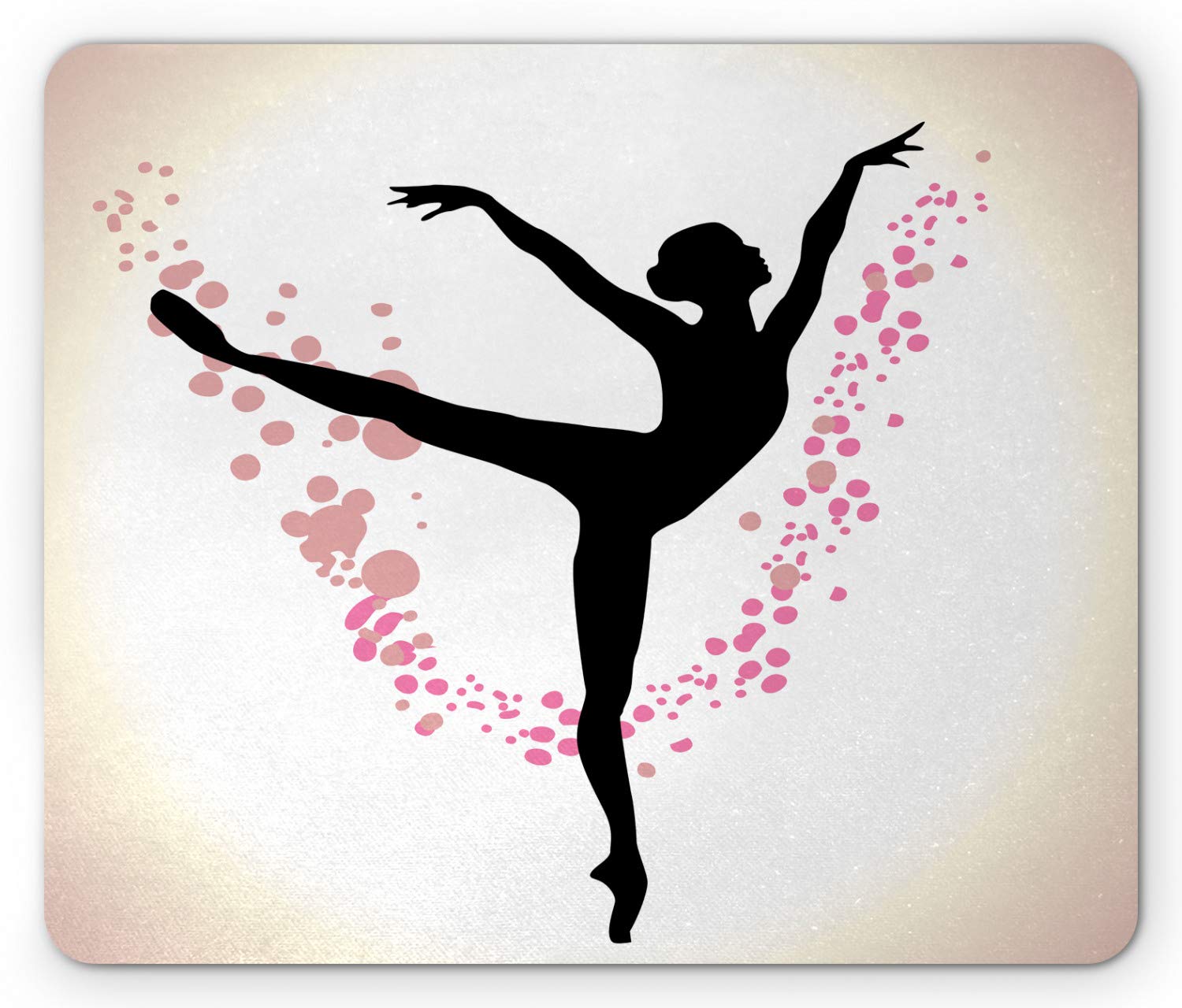 Ambesonne Ballet Mouse Pad - Non-Slip Rubber Mousepad with Ballet Dancer Silhouette Design, Standard Size (Black Pink Ivory) - Perfect for Office, Gaming & Computer Workstations