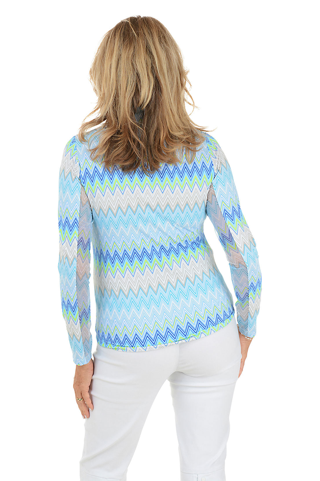 Seafoam Susan Chevron UPF50+ Sun Protection Shirt - Lightweight Long Sleeve UV Shirt for Women, Beach Cover Up, Hiking & Outdoor Activities