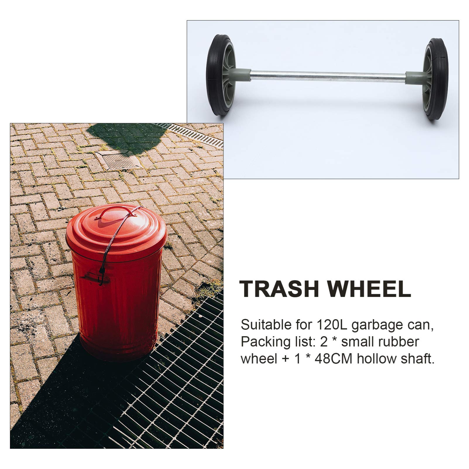 Yardwe Replacement Trash Can Wheels - Hollow Shaft Rubber Garbage Bin Casters for Outdoor Garden, Street & Patio Use - Durable Waste Bin Wheel Parts for Easy Mobility