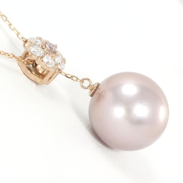 18K Pink Gold Freshwater Pearl & Pink Diamond Necklace for Women - Elegant Bridal Jewelry, Anniversary Gift, Valentine's Day Present