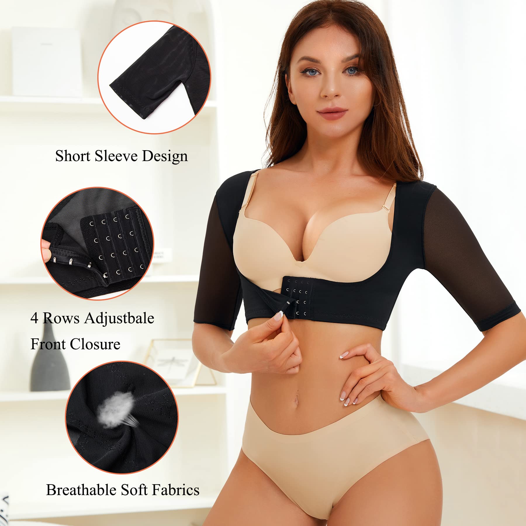 Post Surgery Arm Compression Sleeves - LANCS Upper Arm Shaper for Liposuction Recovery, Posture Corrector & Back Support Shapewear - Ideal for Post-Op Care, Lipo Garment & Body Contouring