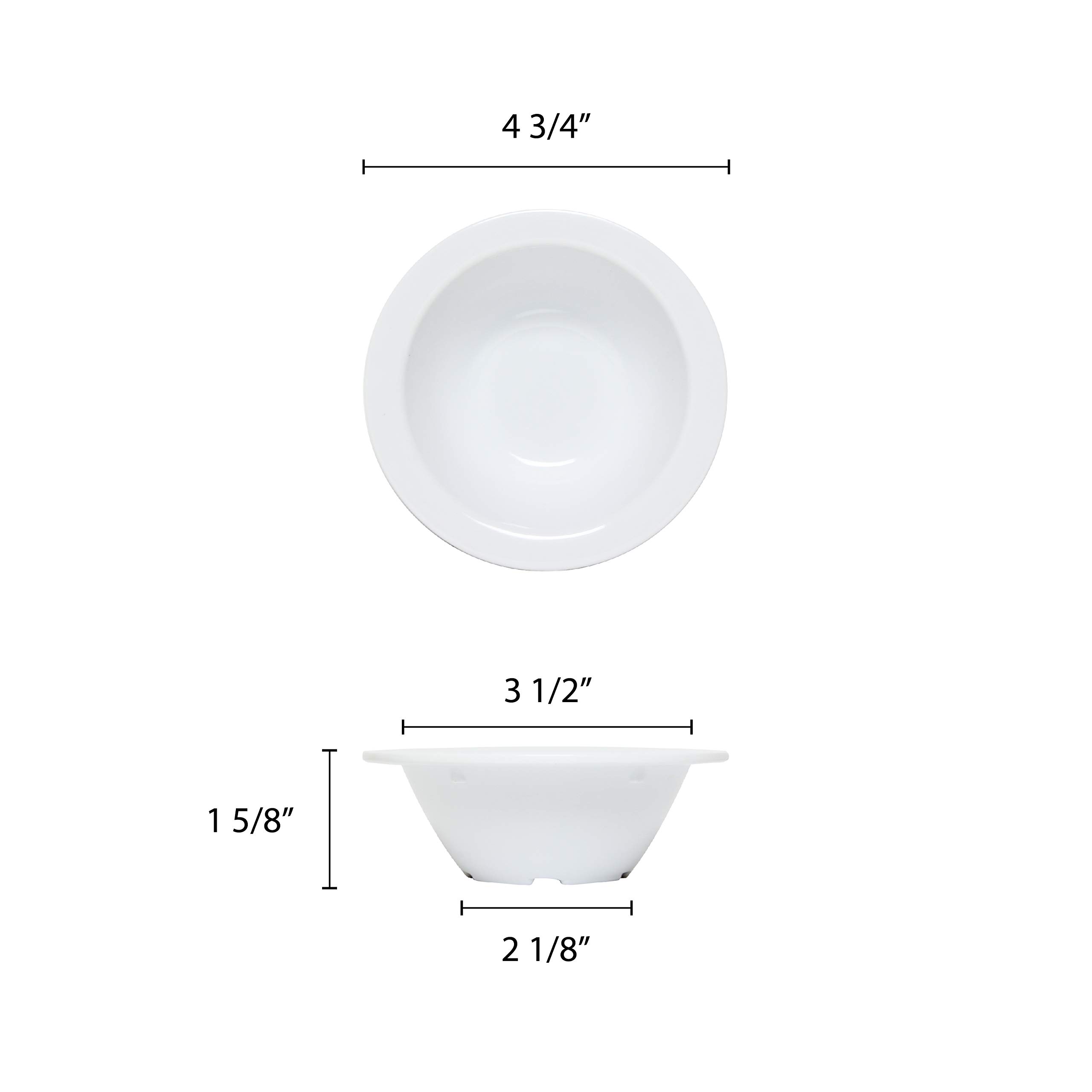 Premium White Melamine Fruit Bowls - Set of 12 (4.75 Inch, 5 oz) - Durable & Lightweight Dinnerware for Outdoor Picnics, Camping, and Everyday Use