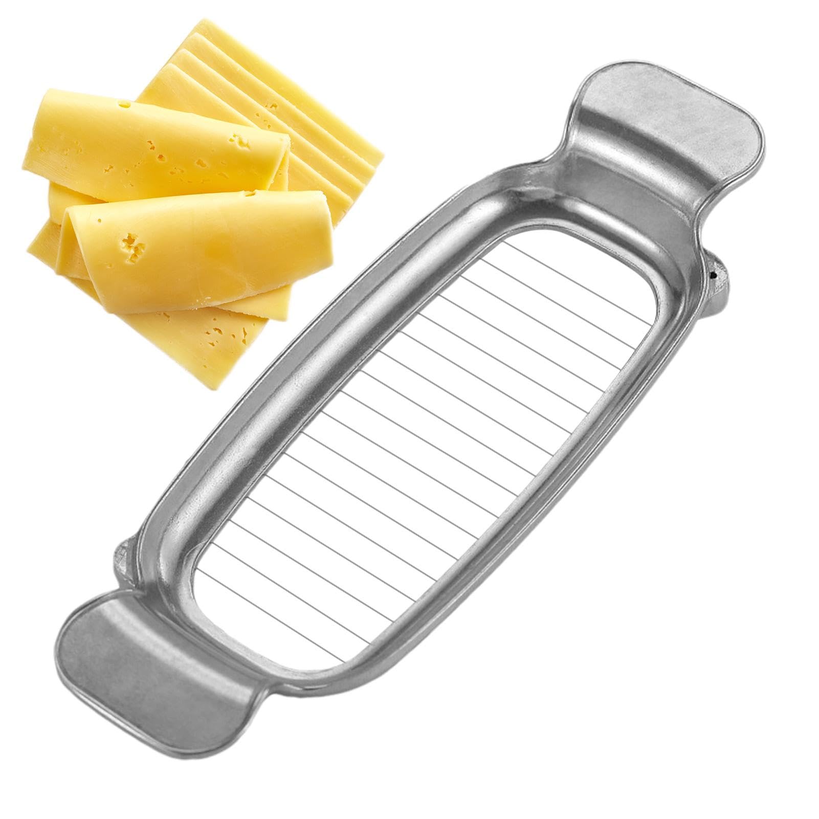 Stainless Steel Butter & Cheese Slicer - Ergonomic Handle Block Cheese Cutter for Perfect Cubes | Food Grade Safe Kitchen Tool for Cheese Platters, Charcuterie Boards & Cooking Prep