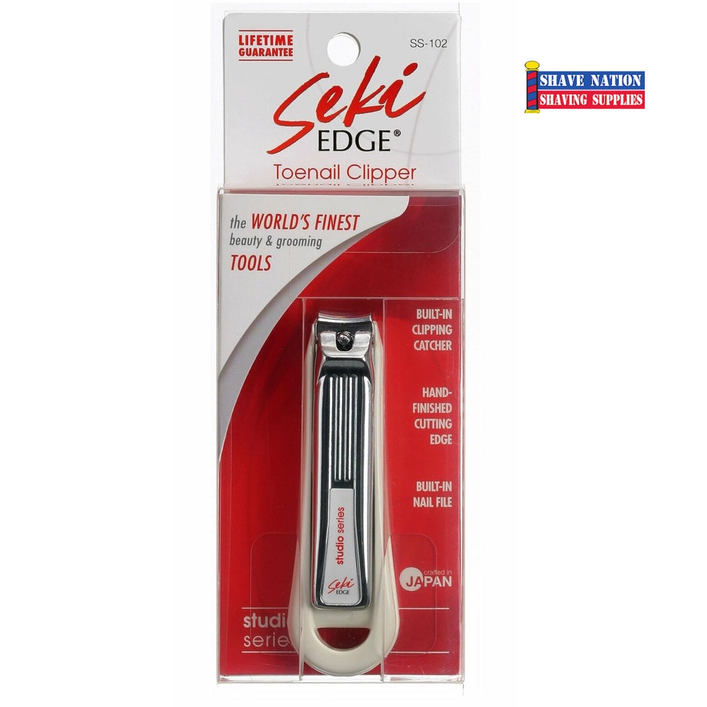 Premium Seki Deluxe Stainless Steel Toenail Clippers SS-102 - Professional Pedicure Tool for Home & Travel Grooming Kit