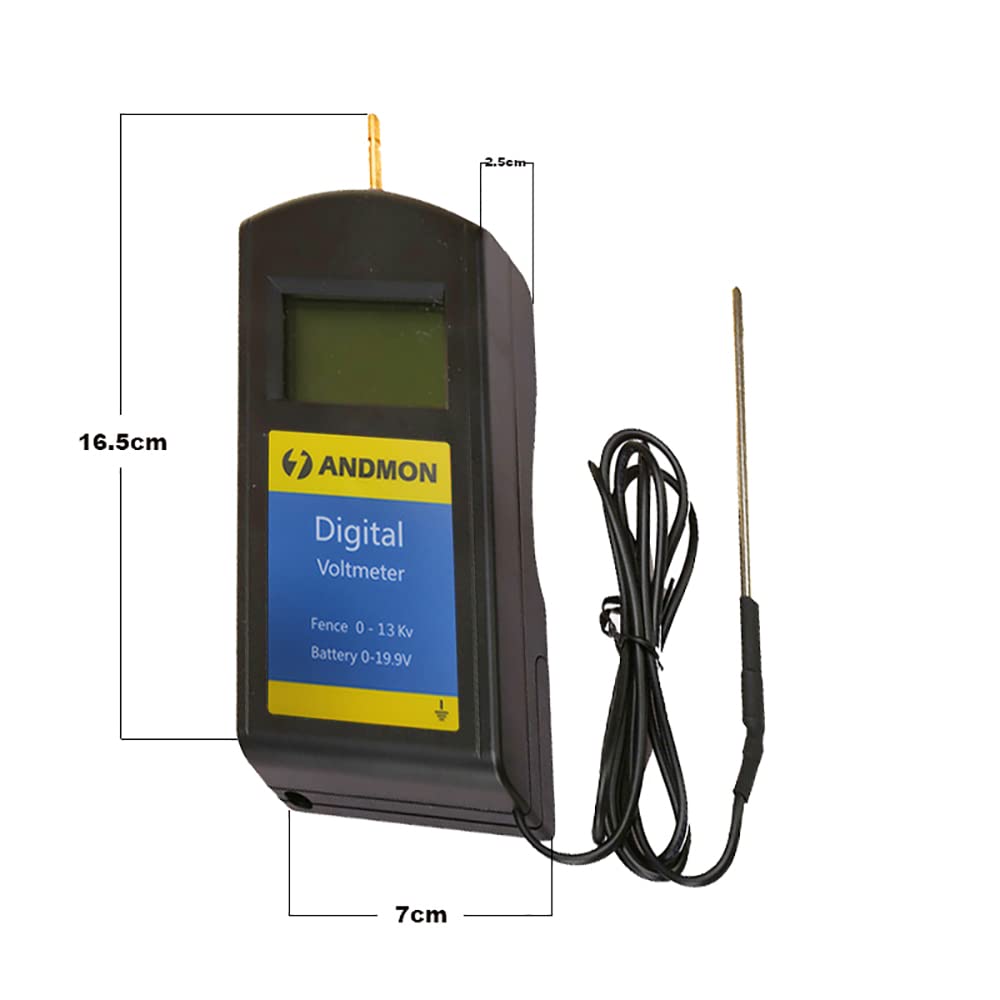 Digital Electric Fence Voltage Tester 250-19900V with LCD Display - Battery Testing Tool for Electric Fences - Perfect for Gardening, Farm Fencing, and Livestock Protection