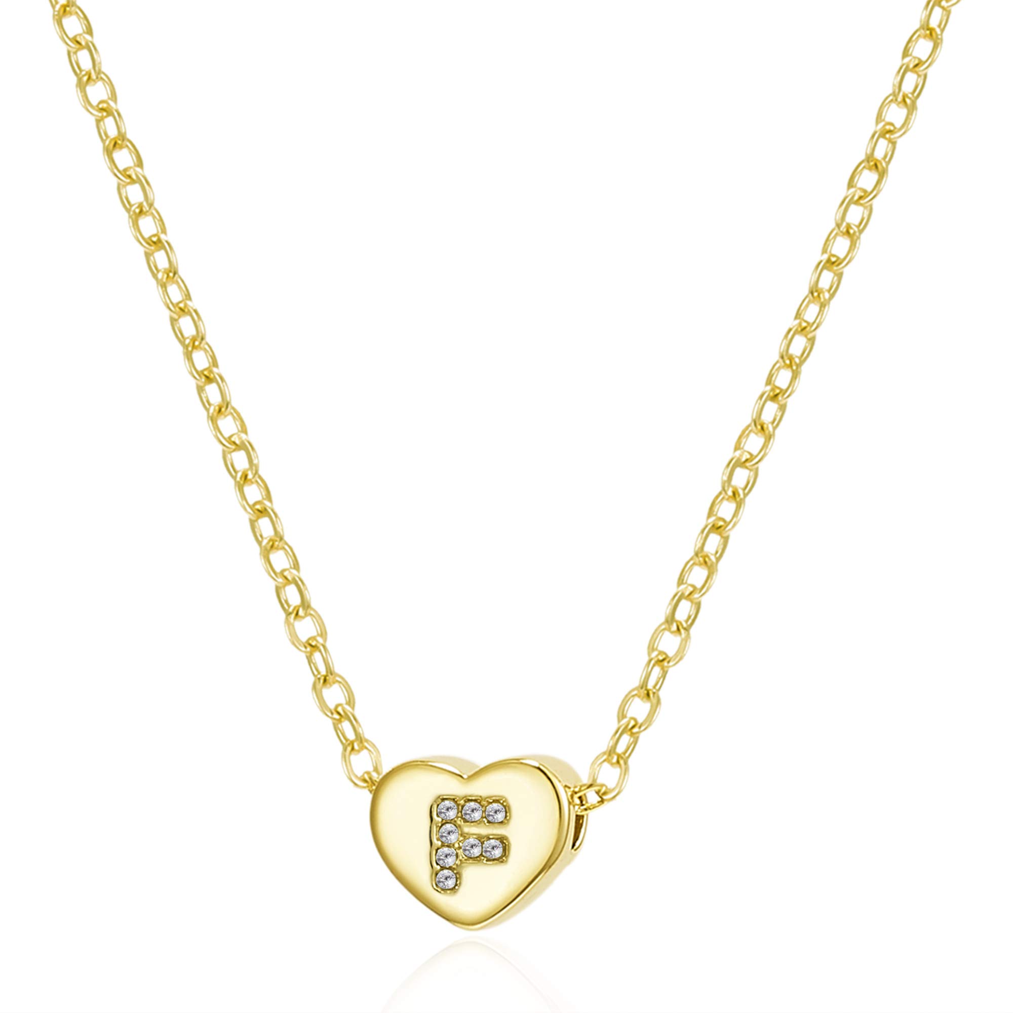 RINHOO FRIENDSHIP Tiny Heart Initial Necklace - 14K Gold Plated A-Z Letter Pendant with Layered Gold Chain | Elegant Choker Necklaces for Women & Girls | Perfect Gift for Valentine's Day, Anniversary & Best Friend