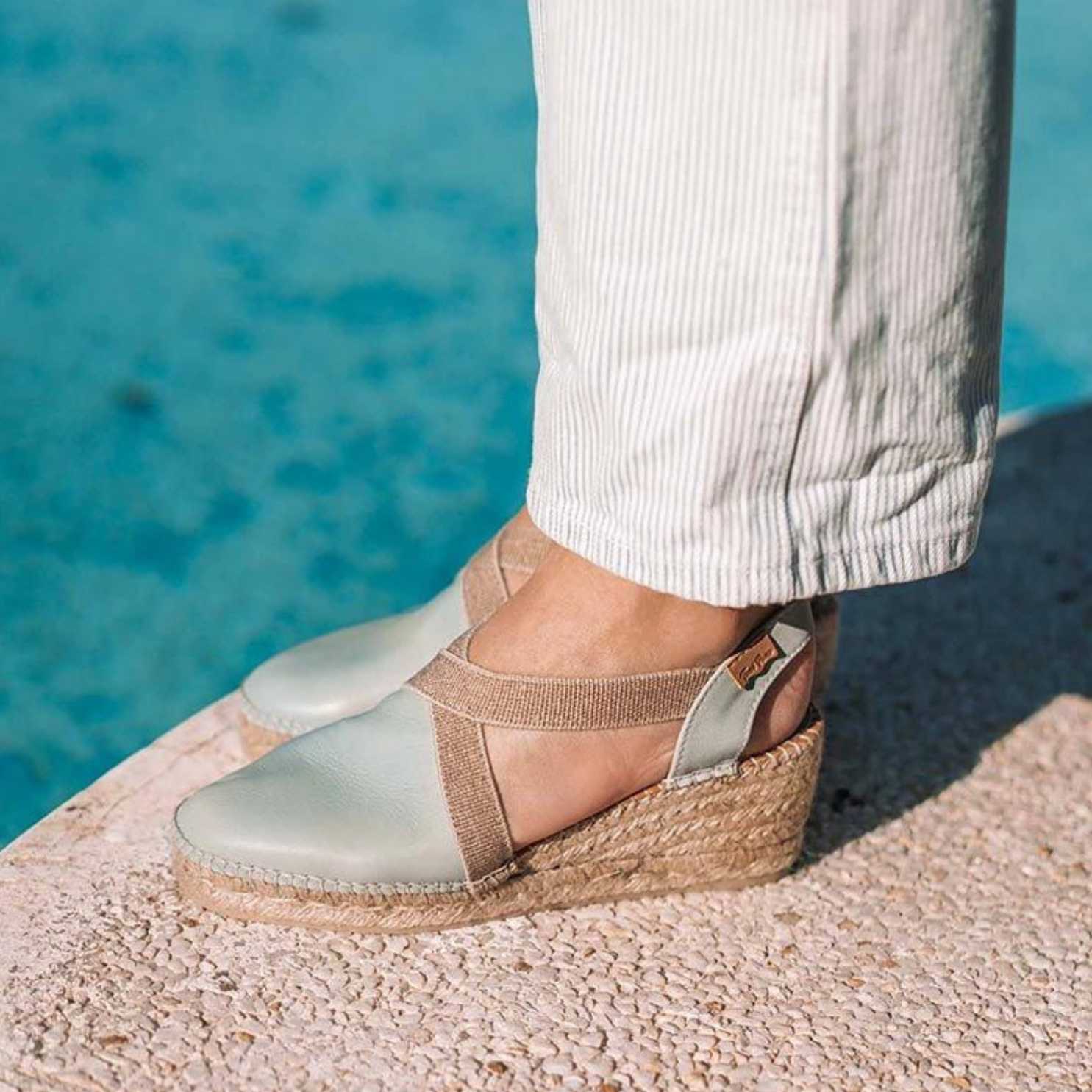 Women's Plain Leather Wedge Espadrilles - Comfortable Casual Summer Shoes for Beach, Vacation & Everyday Wear | Tossa