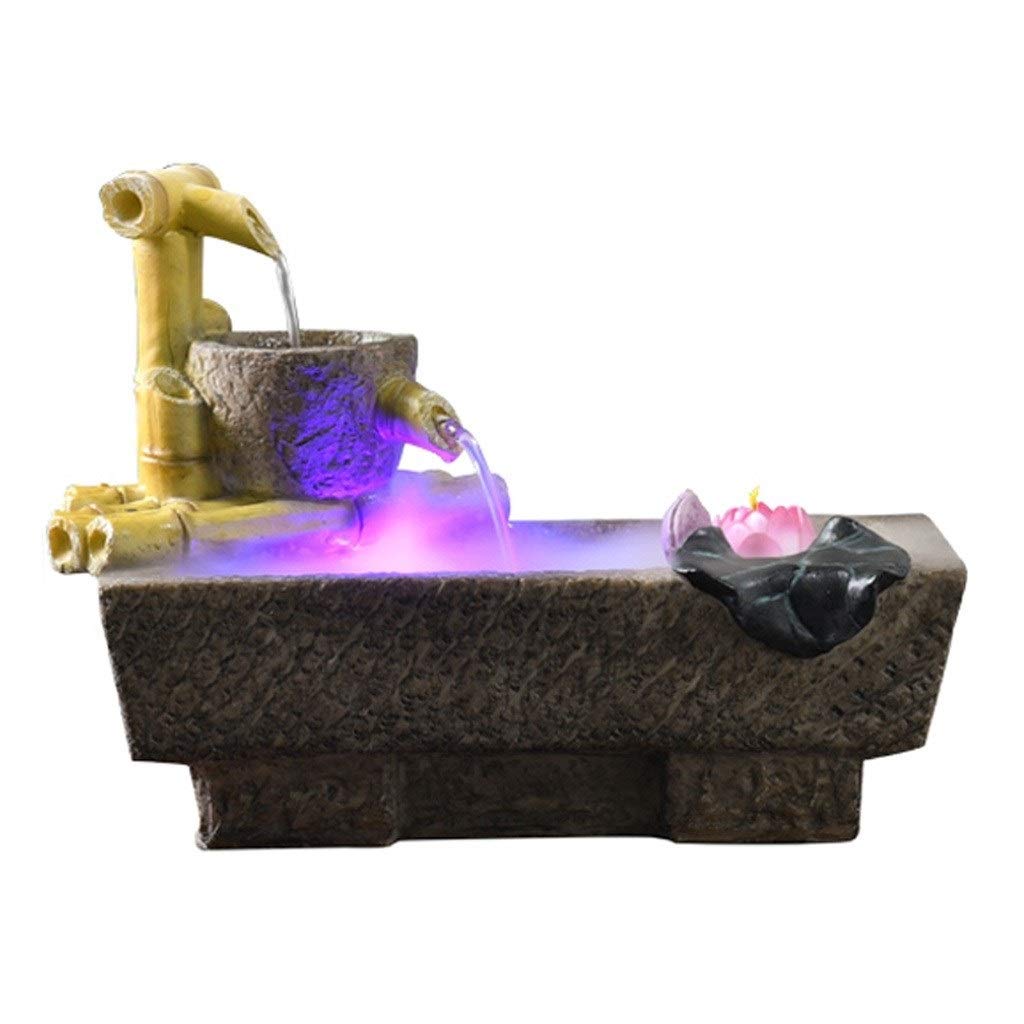 WEIZIWF Creative Stone Mill Pot Waterfall Fountain - Desktop Water Feature with Atomizing Humidifier for Small Fish Ponds | Indoor Zen Decor, Office Relaxation & Home Decoration (Color: C)