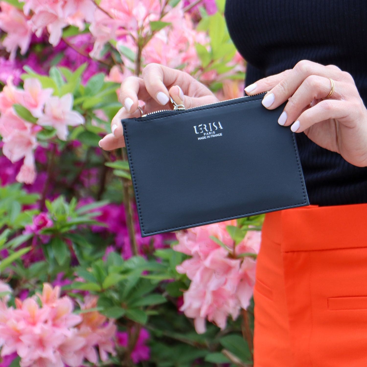 Ora Mini Vegan Grape Leather Zip Pouch - Eco-Friendly Black Wallet for Women | Perfect for Travel, Everyday Use & Gift Giving