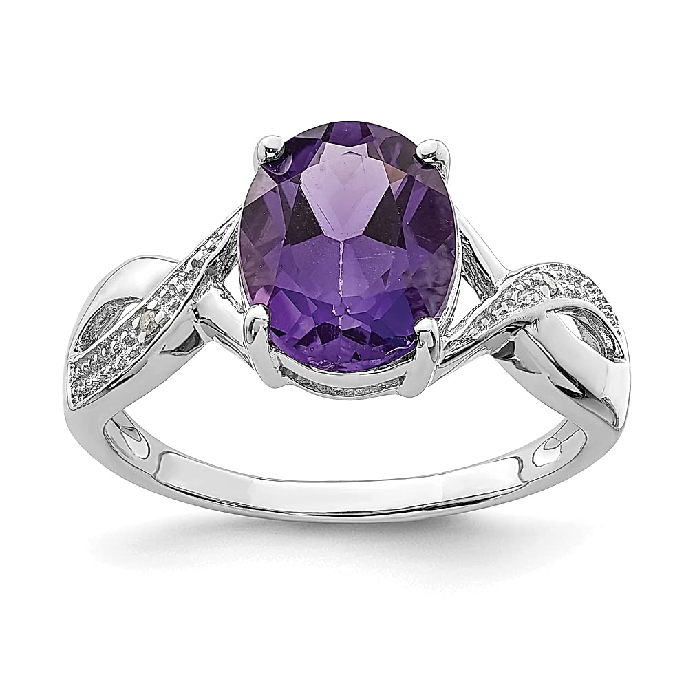 925 Sterling Silver Amethyst & Diamond Ring for Women | Elegant Gemstone Jewelry | Perfect Gift for Her | Engagement, Anniversary & Special Occasions