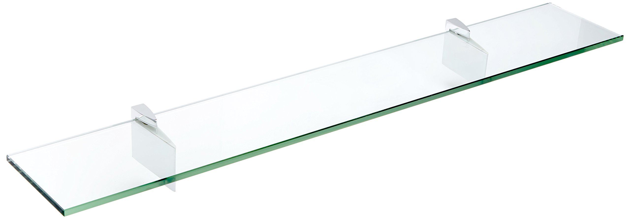 Spancraft Glass Raven Floating Shelf - Chrome Finish, 10 x 33 Inches - Modern Wall Shelf for Bathroom, Kitchen, Living Room Decor & Storage