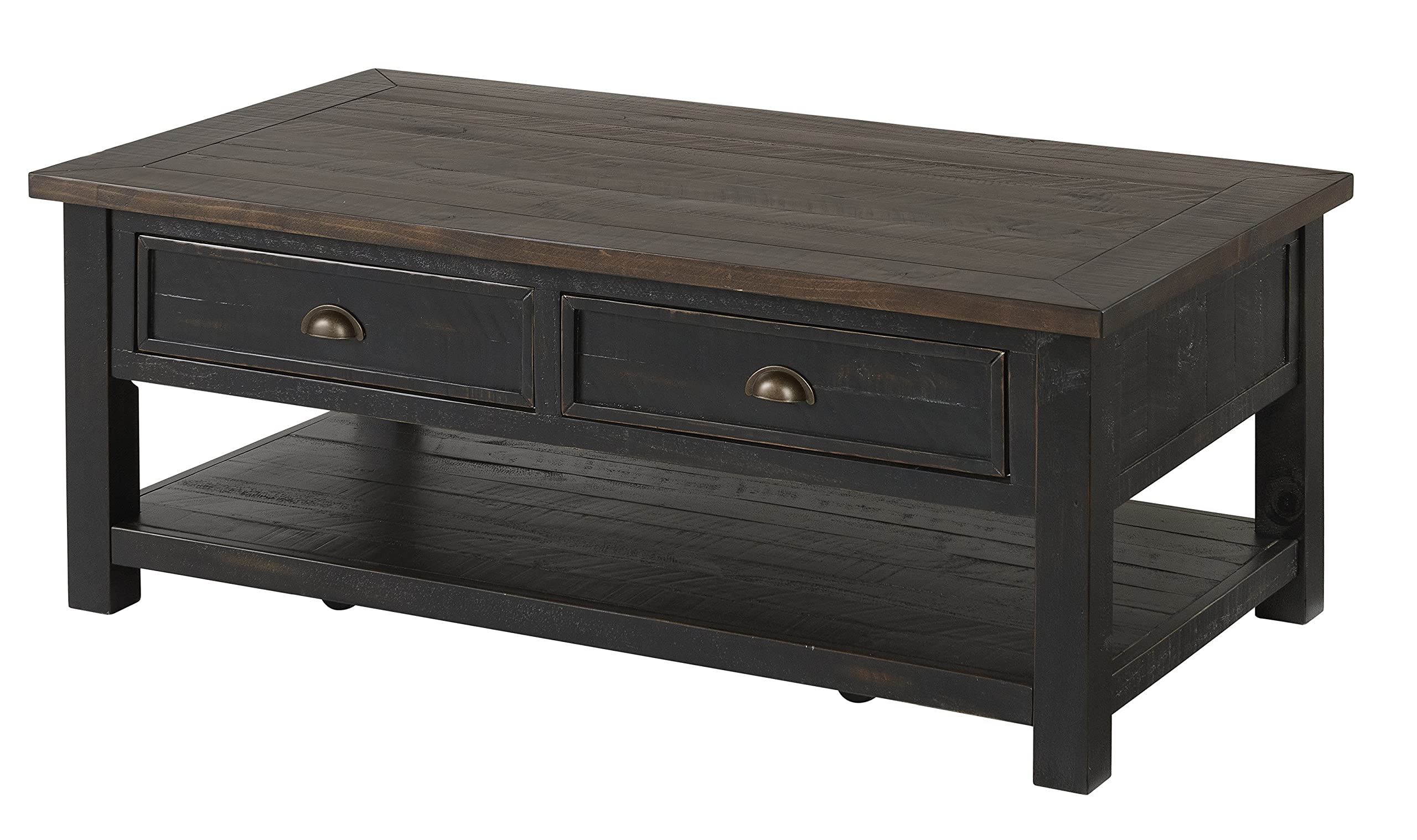 Martin Svensson Solid Wood Coffee Table - Black Frame with Brown Top | Modern Living Room Furniture for Home Decor & Small Spaces
