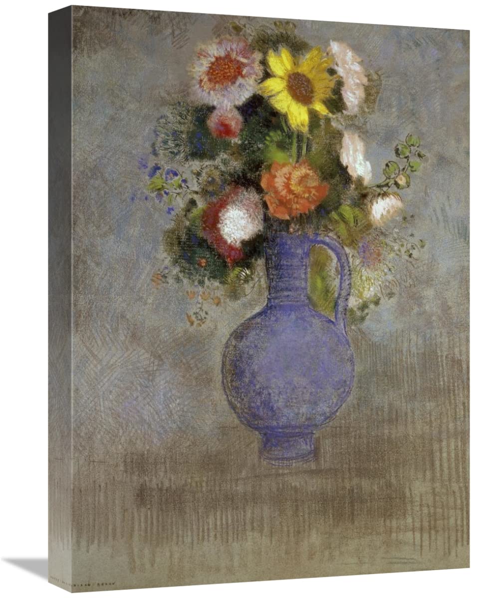 Odilon Redon 22 Inch Floral Bouquet in Blue Vase Art Print - Wall Decor for Living Room, Bedroom & Office