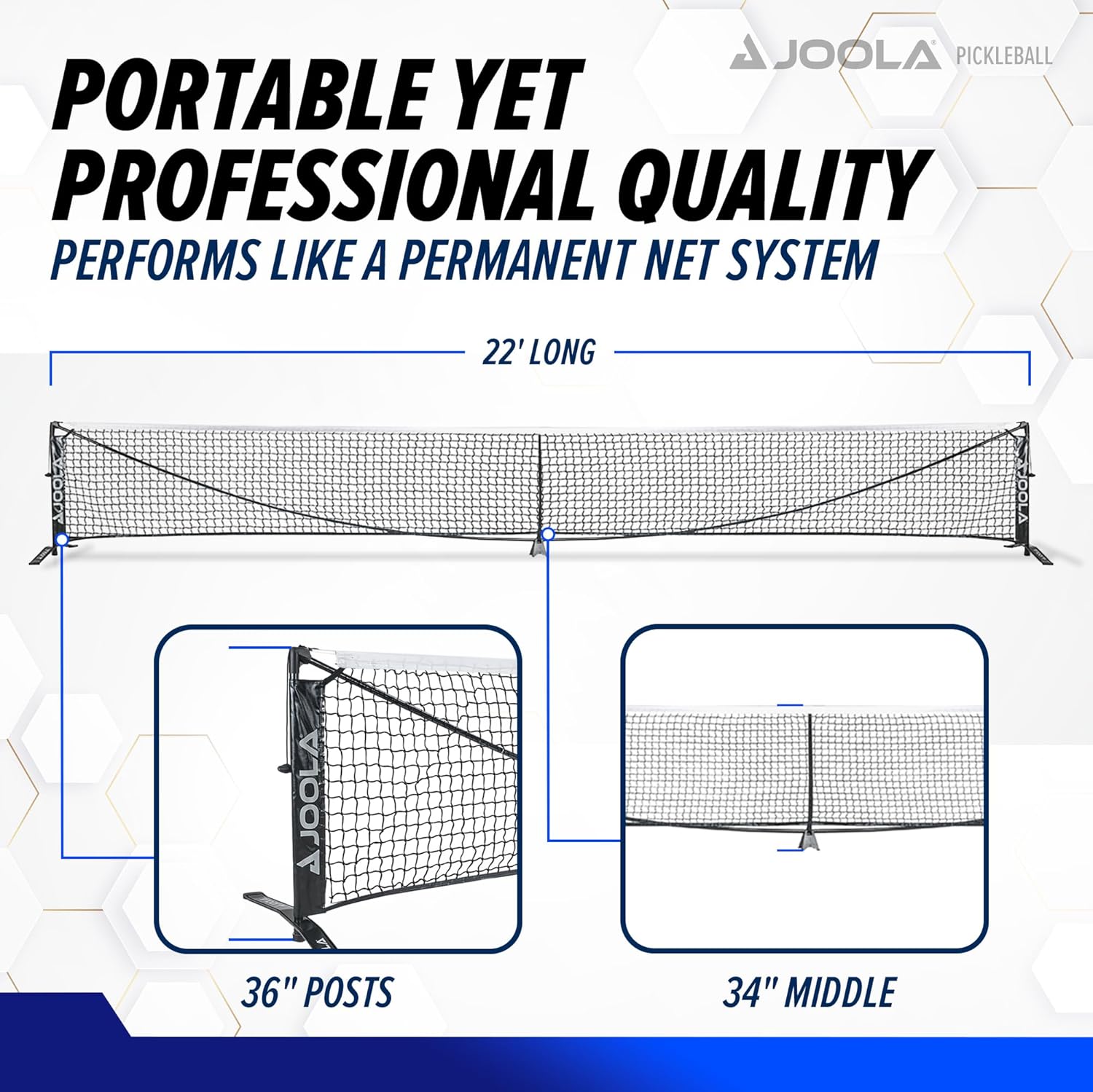 JOOLA Symmetry Portable Pickleball Net - Regulation Size for Outdoor & Indoor Play - Easy Setup for Backyard, Court, and Gym Use