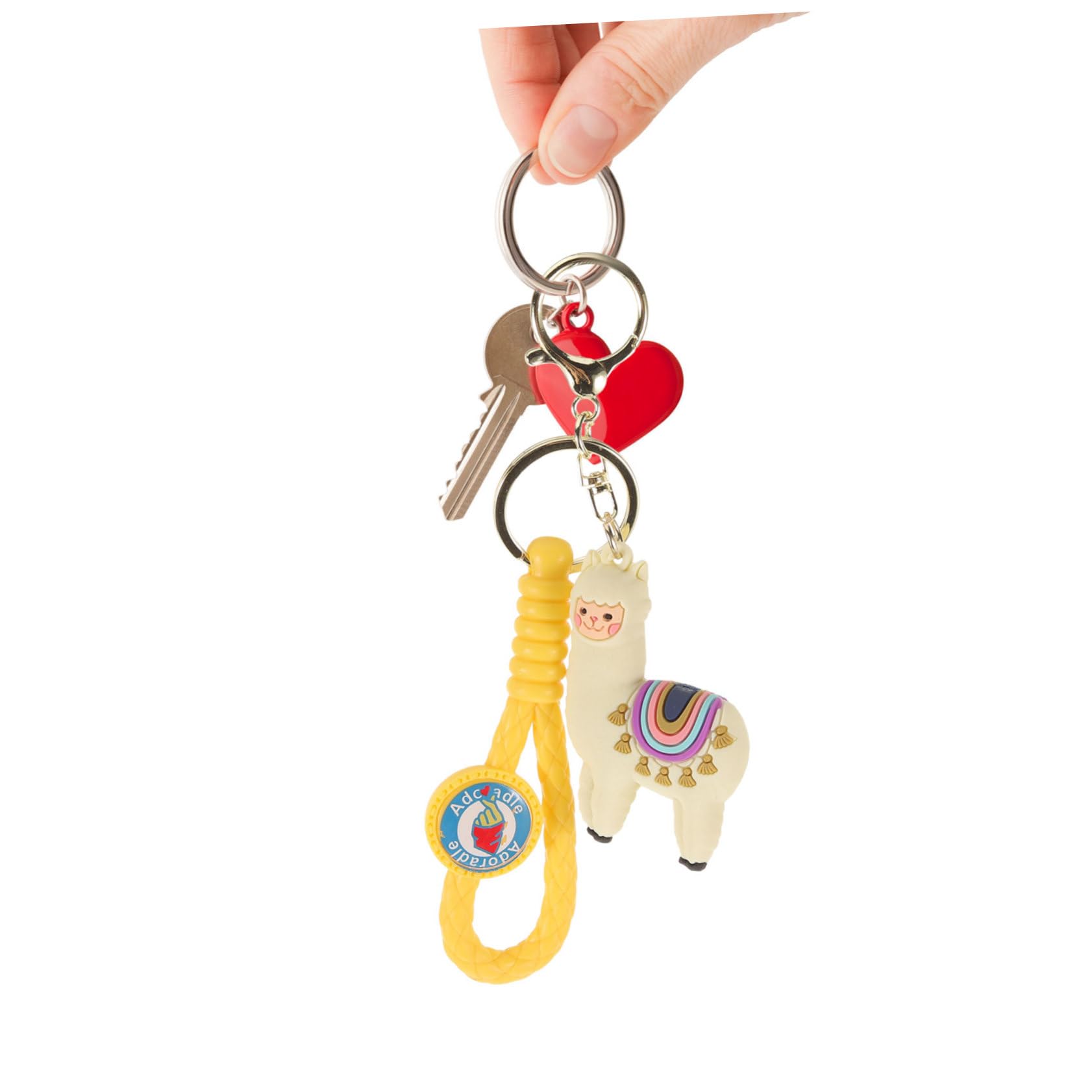 ABOOFAN 2pcs Alpaca Keychain - Soft Plush Christmas Key Pendant, Cute Stuffed Animal Ornaments for Car Keys, Purse & Backpack - Leather Rope & PVC Keyring with Epoxy Charm - Perfect Holiday Gift & Decoration for Christmas Tree, Stocking Stuffers & Party Favors