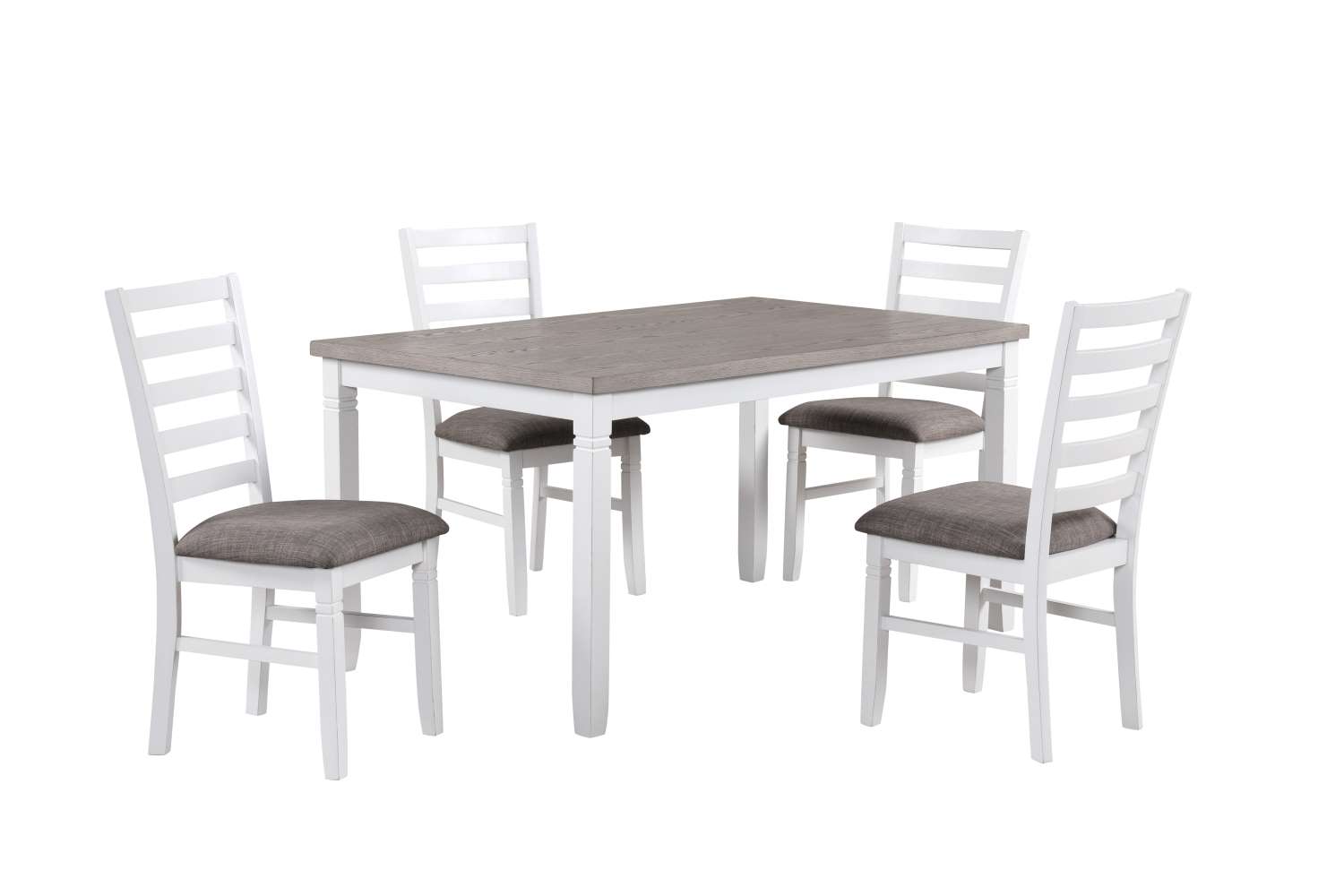 Breeze 5-Piece Dining Set in White & Grey - Perfect for Small Spaces, Apartments & Cozy Kitchen Nooks
