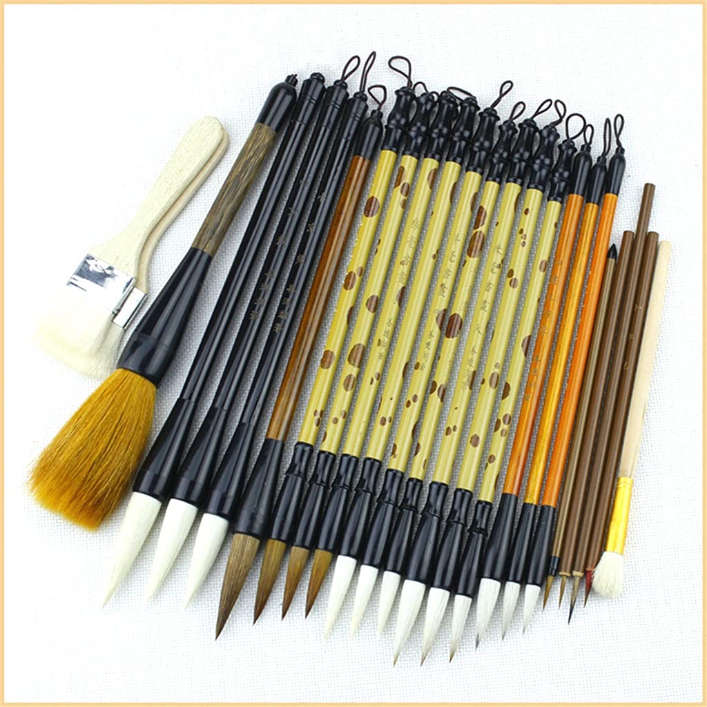 24-Piece Calligraphy Brush Pen Set for Chinese Landscape Painting - Small/Medium/Large Regular Script Writing Brushes - Perfect for Beginners, Artists & Calligraphy Enthusiasts (Home, Office, Art Class Use)