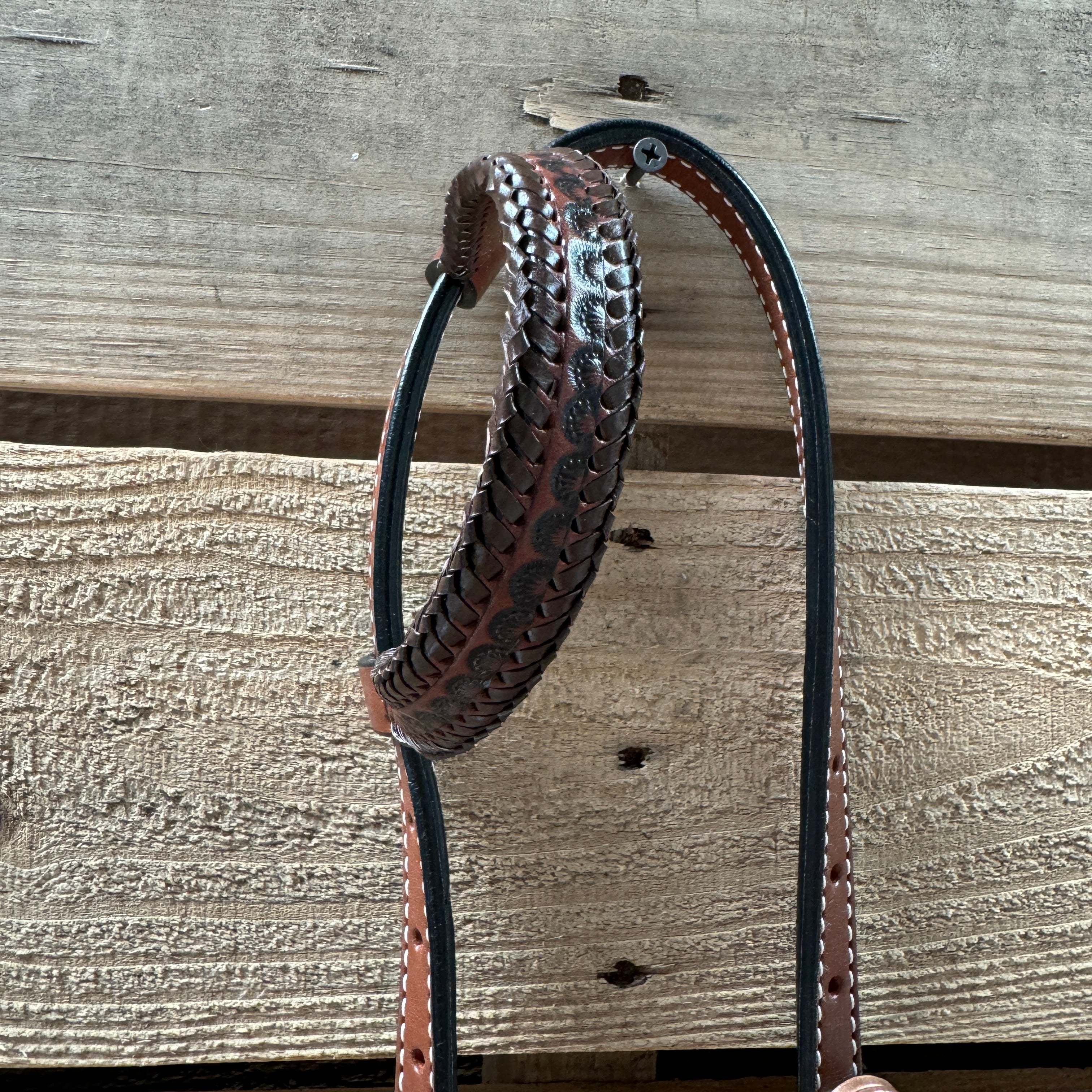 Premium Dark Oil Braided Sunflower Browband & One-Ear Breastcollar Tack Set for Horses - Durable Equestrian Riding Gear for Show, Trail & Dressage | Model #BBBC649