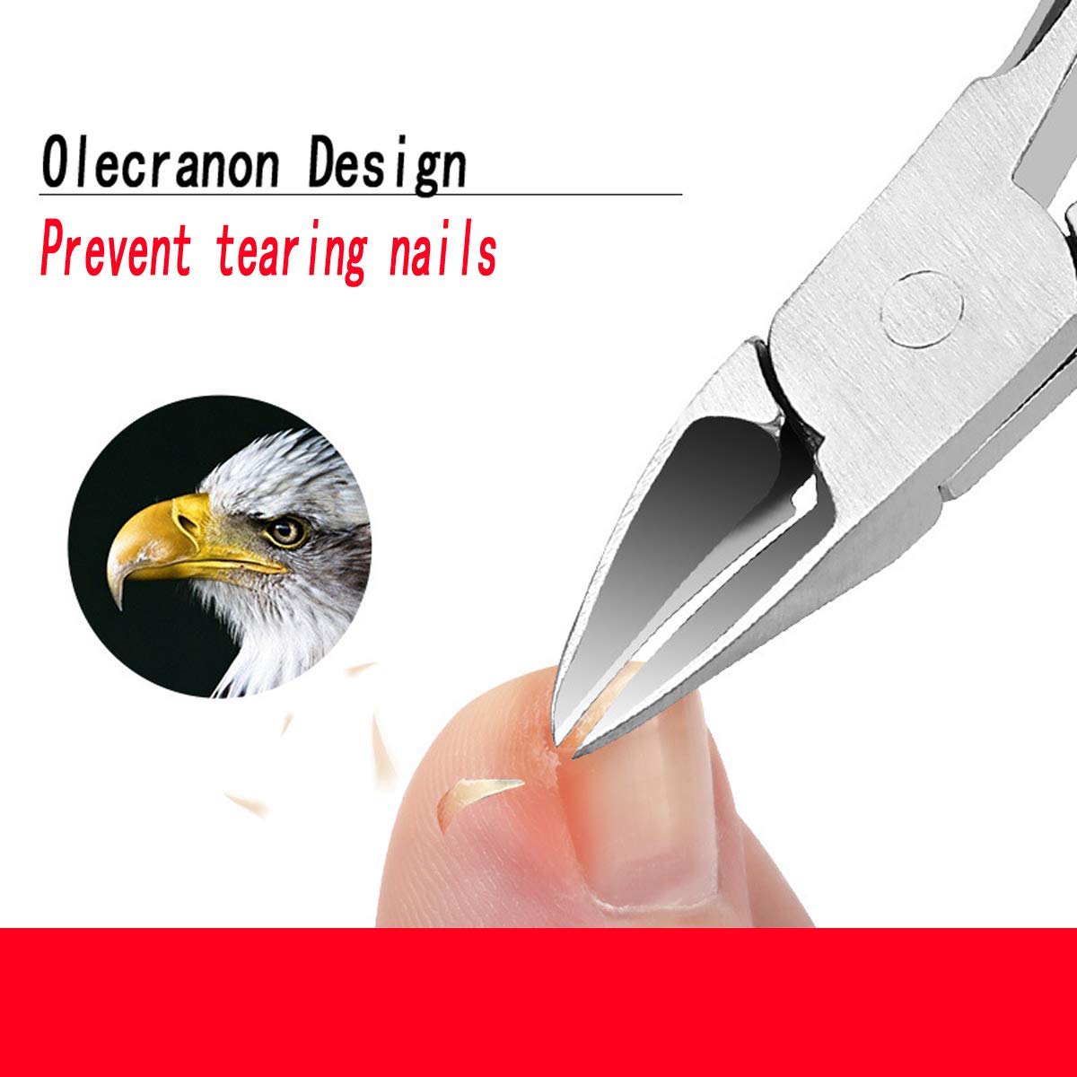 Professional Stainless Steel Toenail Clippers for Thick Nails - Heavy Duty Pedicure Tools for Elderly & Adults - Red Toenail Trimmer for Ingrown Nails & Tough Toenails | Perfect for Home Pedicure, Travel Grooming & Senior Foot Care