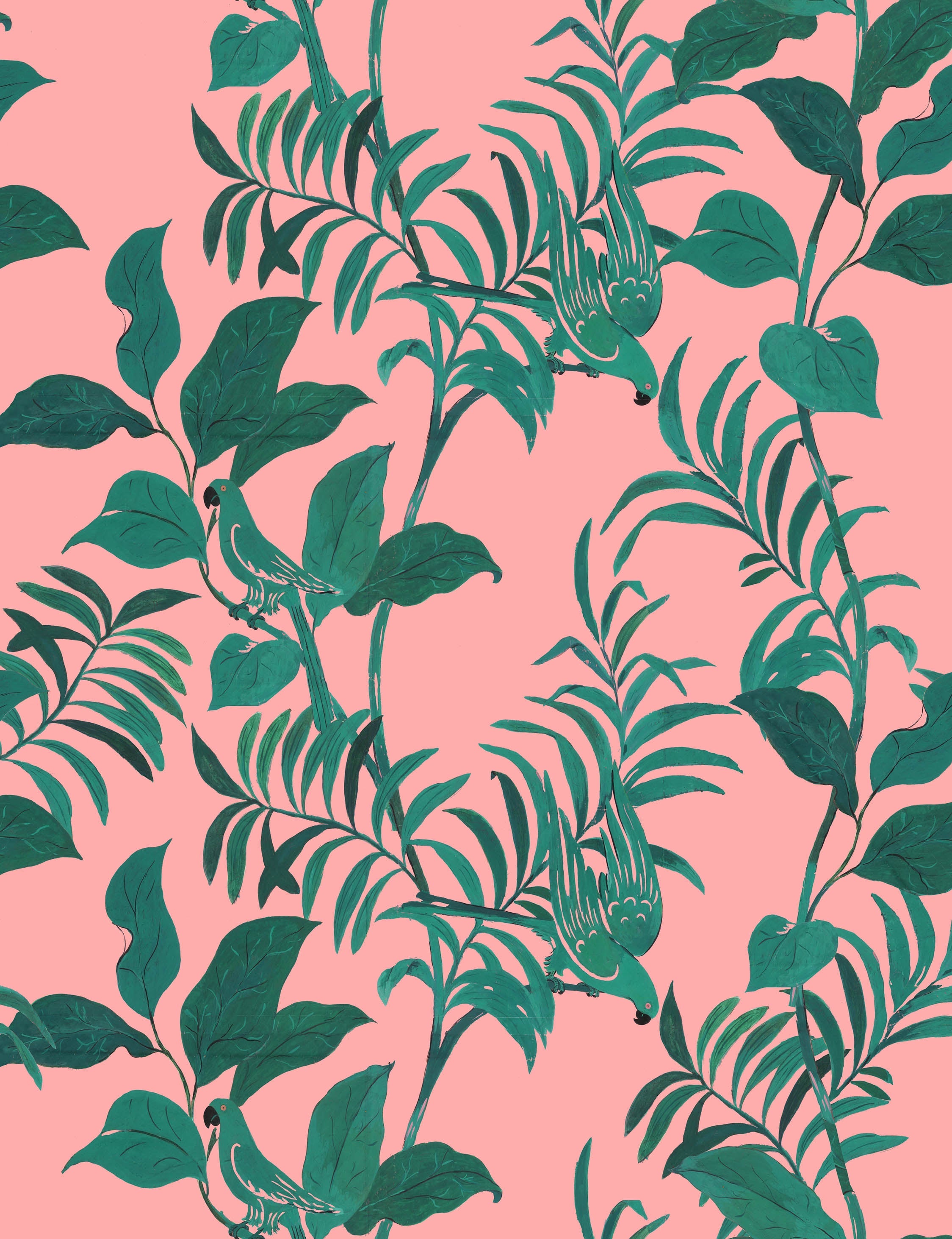 Paule Marrot Pink Birds Wallpaper - Vintage Floral Peel & Stick Wallpaper for Bedroom, Nursery, or Living Room Decor