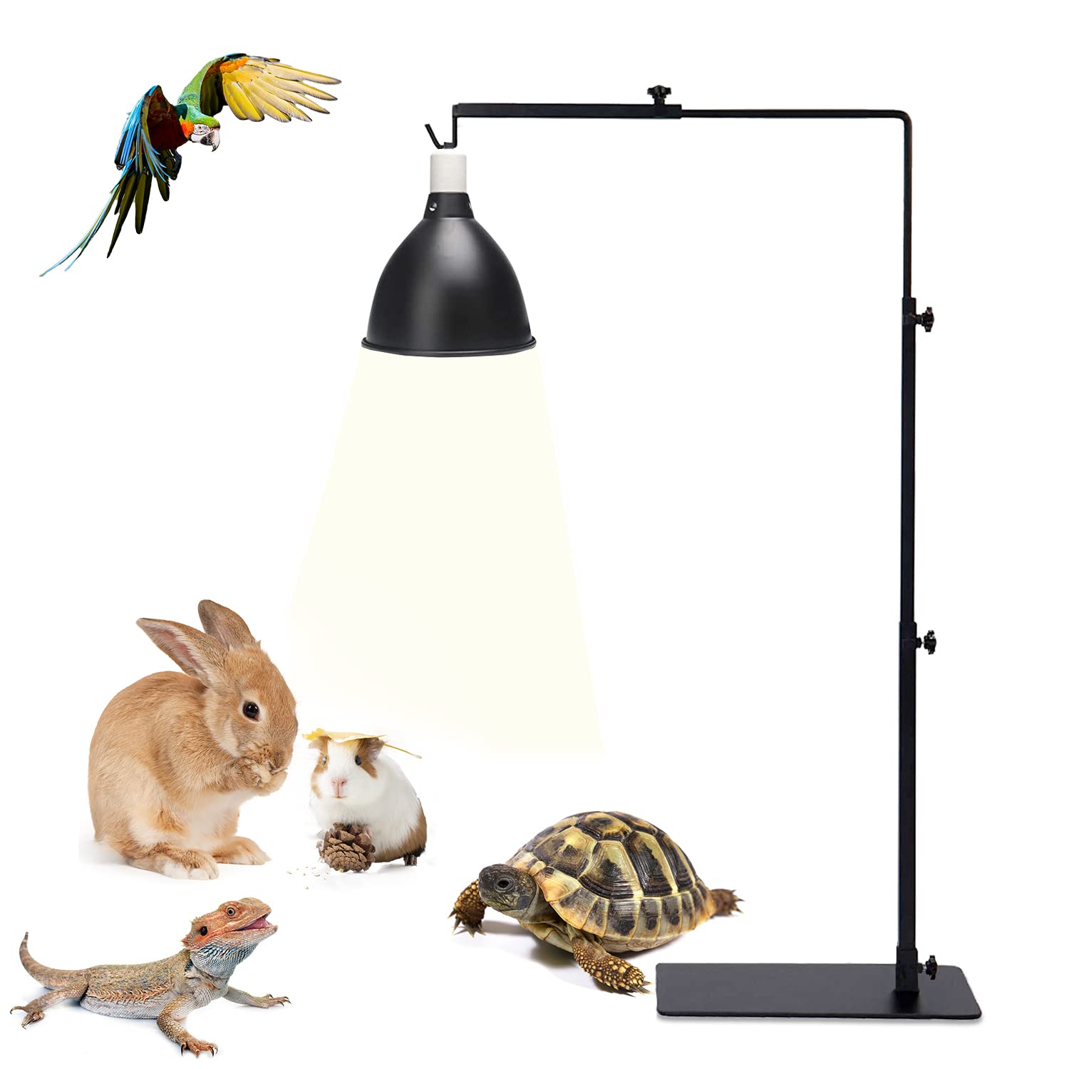 Adjustable Reptile Lamp Stand - Metal Terrarium Light Holder with Base for Lizards, Turtles, Snakes & Spiders | 36.2X12.6 Inch Heating Lamp Bracket for Amphibian Habitat & Reptile Enclosures | Perfect for UVB/UVA Bulbs in Desert or Tropical Terrariums