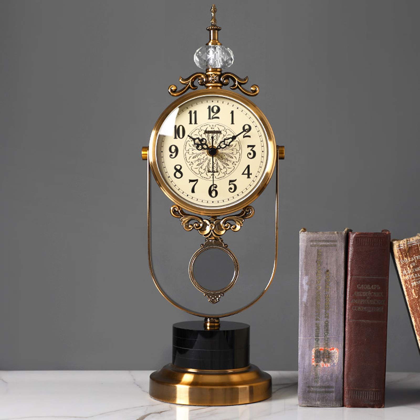 Stylish Metal Silent Swinging Desk Clock - Battery Powered Table Clock for Home Office & Bedroom | Perfect Gift for Home Decor & Workspace Organization
