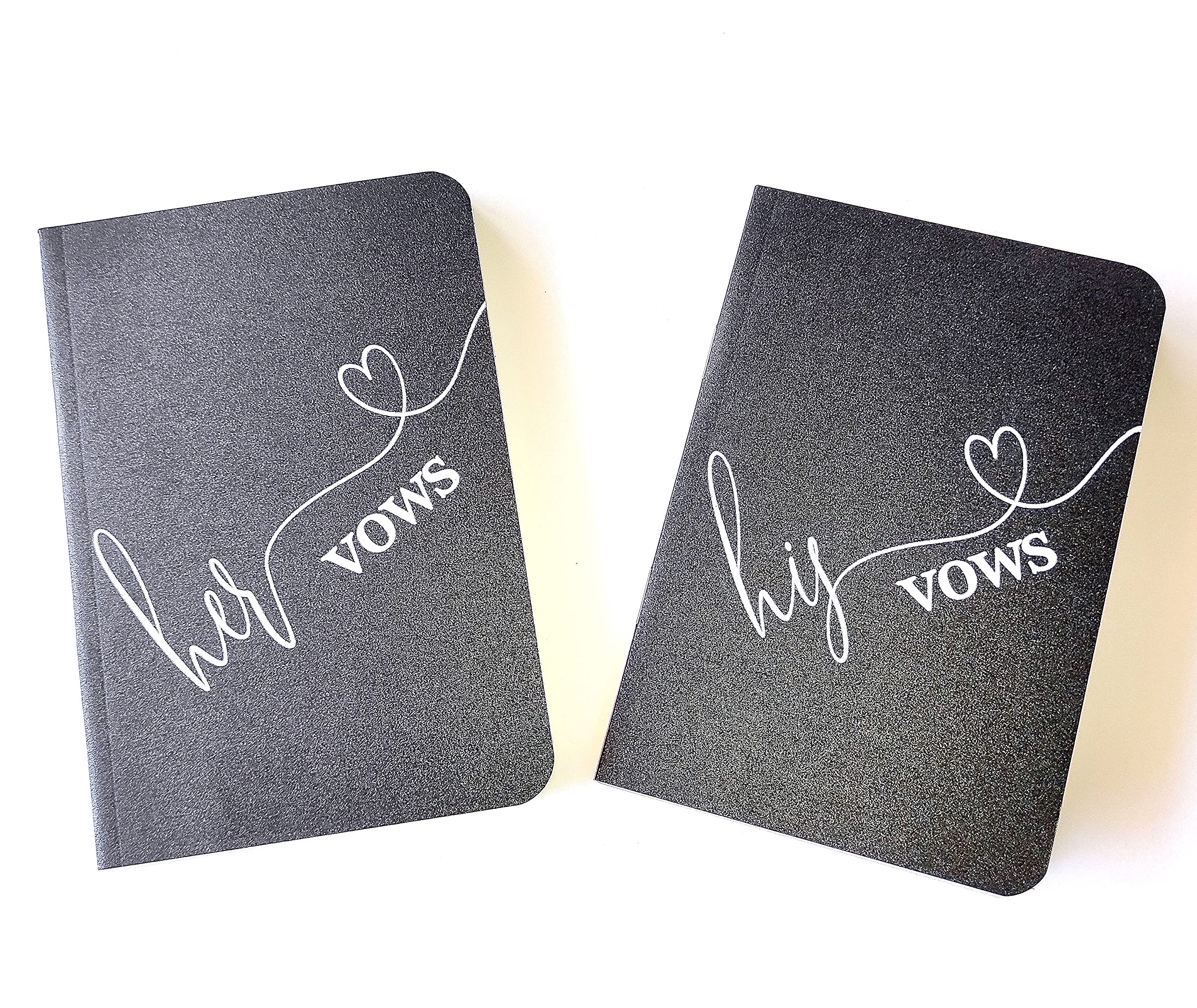 Black Shimmer Vow Books Set of 2 - Wedding Vows Keepsake for Bride & Groom - Ceremony Essentials