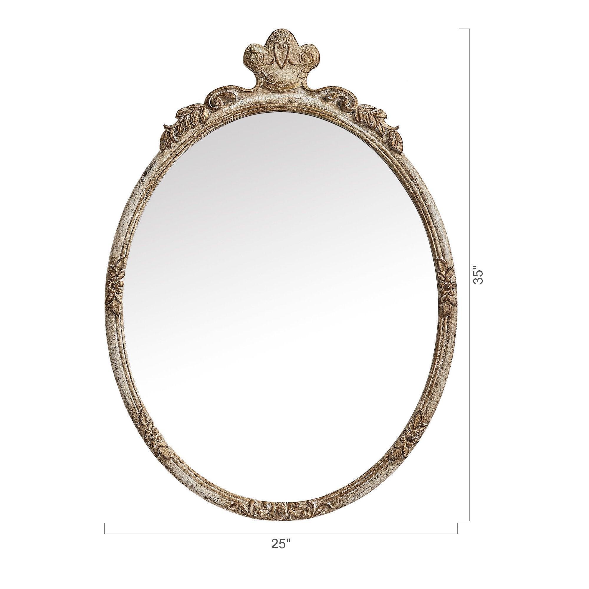 Rustic Wood Frame Oval Wall Mirror - Traditional Decorative Hanging Mirror for Living Room, Bedroom & Entryway Decor