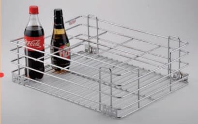 Stainless Steel Modular Basket - SS Wired Bottle Organizer for Kitchen Storage with Screw Fitting (19x20x6) | Perfect for Wine Bottles, Spice Jars & Kitchen Organization