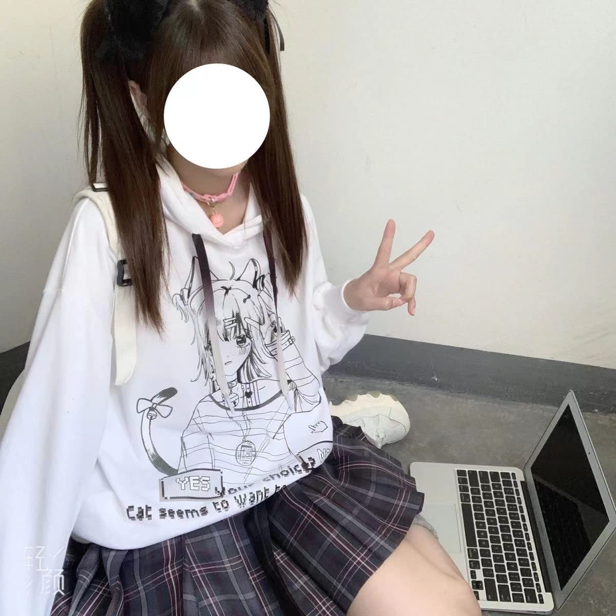 YUESUO Japanese Harajuku Kawaii Anime Girl Hoodie - Cute Oversized Emo Gothic Sweatshirt for Teens | JK School Fashion, Cosplay & Streetwear Outfits