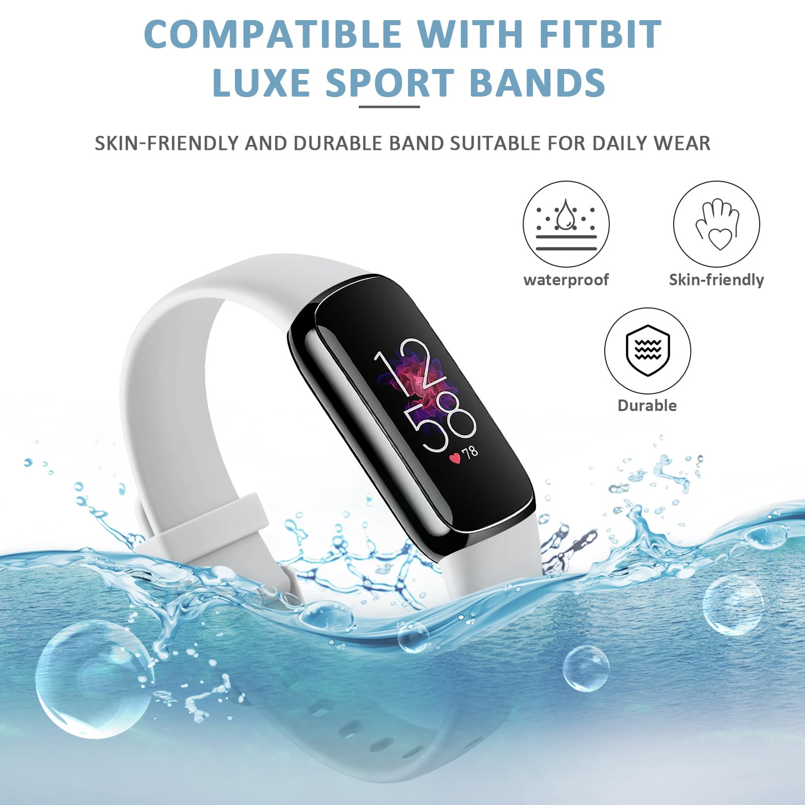 Fitbit Luxe Bands for Women & Men - Soft Silicone Sport Strap for Fitness Tracking