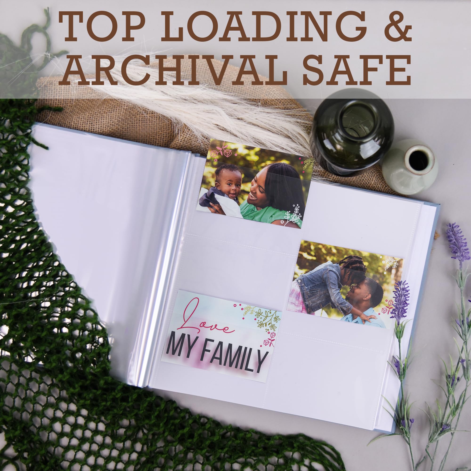 Samsill 12x12 Inch Scrapbook Refill Pages - 6 Pocket Top-Loading Design, Holds 12 (4x6 Inch) Photos - 50 Pack Heavy-Duty Clear Pages for 3-Ring Binders & Photo Albums - Perfect for Memory Keeping, Wedding Albums, and Family Photo Preservation