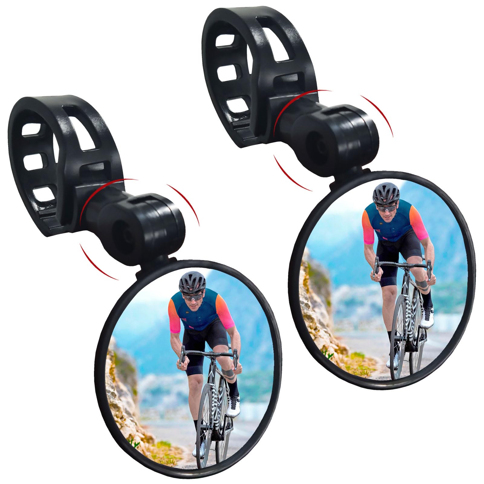 2 Pack Adjustable Rotatable Wide Angle Bicycle Handlebar Mirror - Shockproof Acrylic Convex Rear View Mirror for Mountain/Road Bikes - Perfect for Safe Cycling, Commuting & Outdoor Adventures (Round)