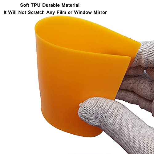 Vinyl Rubber Squeegee - HiYi Mini Soft Coating Scraper for Car Windshield & Window Cleaning | Scratch-Free TPU Hand Tool for Auto Detailing, Body Filming & Edge Trimming (Orange) | Perfect for Car Wash, Home Glass Cleaning & DIY Projects