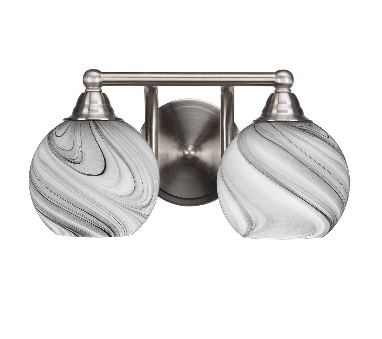 2-Light Brushed Nickel Bathroom Vanity Light Fixture (3422-BN-4109) - Perfect for Modern Bathrooms, Powder Rooms & Spa-Style Decor