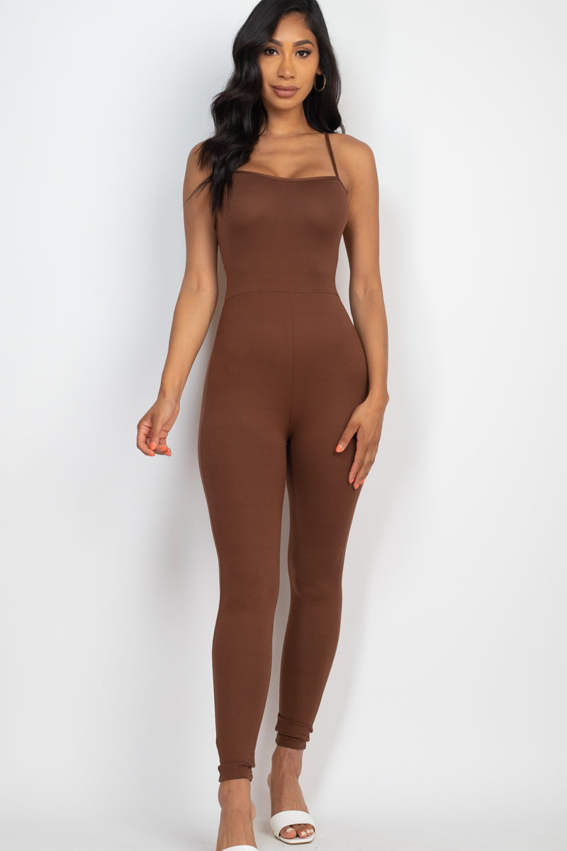Sexy Criss Cross Open Back Bodycon Jumpsuit for Women - CAPELLA Stretchy Clubwear | Perfect for Night Out, Party, Date Night & Special Occasions