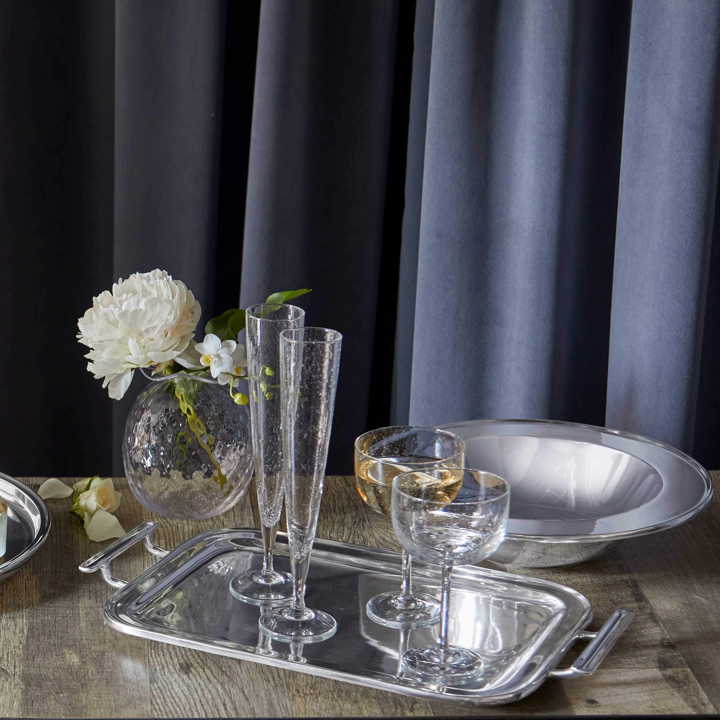Mariposa Trays & Platters - Elegant Dinnerware and Serveware Set with Signature Silver Celebration Bowl | Perfect for Parties, Weddings, and Holiday Entertaining