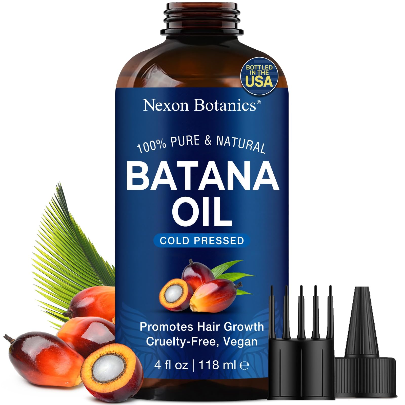 100% Pure Raw Batana Oil for Hair Growth - 4 fl oz Cold-Pressed Natural Oil for Hair, Skin, Face & Eyelashes - Organic Hair Treatment for Dry Scalp & Damaged Hair - Perfect for Night Routine & DIY Beauty Recipes