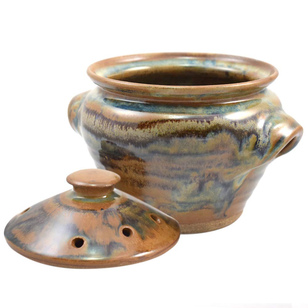 Tuscan Farmhouse Stoneware Microwave Vegetable Steamer – American Made Pottery for Healthy Cooking & Meal Prep