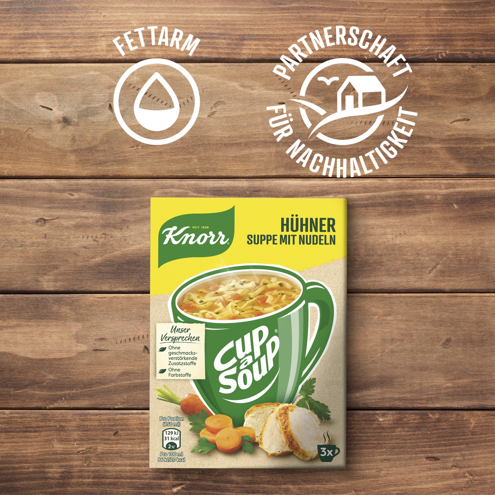 Knorr Cup a Soup Chicken Noodle Soup - 12 Pack (3 Servings Each) | Quick & Easy Instant Soup | No Artificial Dyes or Flavor Enhancers | Perfect for Office Lunches, Camping & Quick Meals