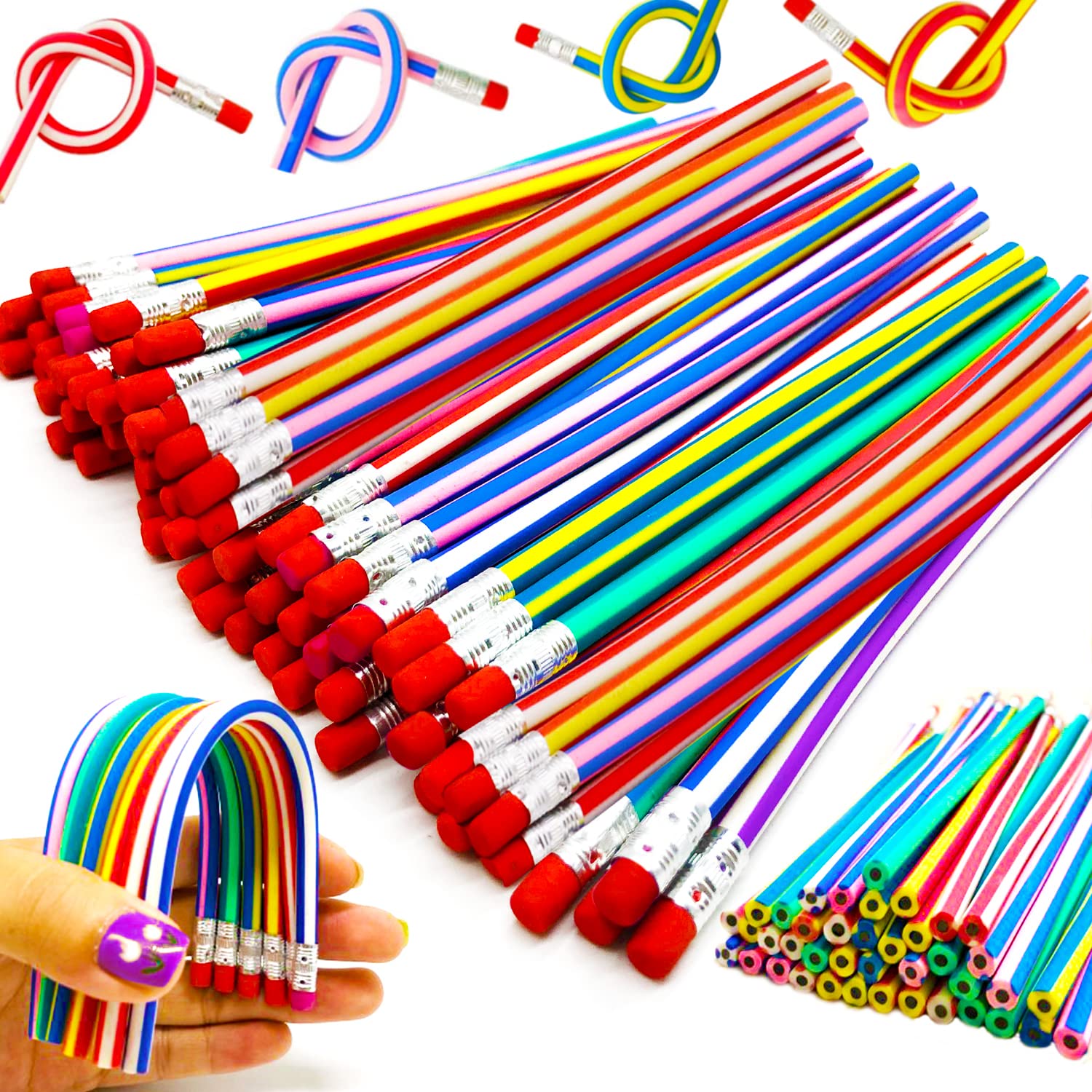 35-Pack Flexible Bendable Pencils with Erasers - 7 Inch Colorful Magic Soft Pencils for Kids, Students & Classroom Supplies - Perfect for School, Art Projects, Party Favors & Creative Gifts