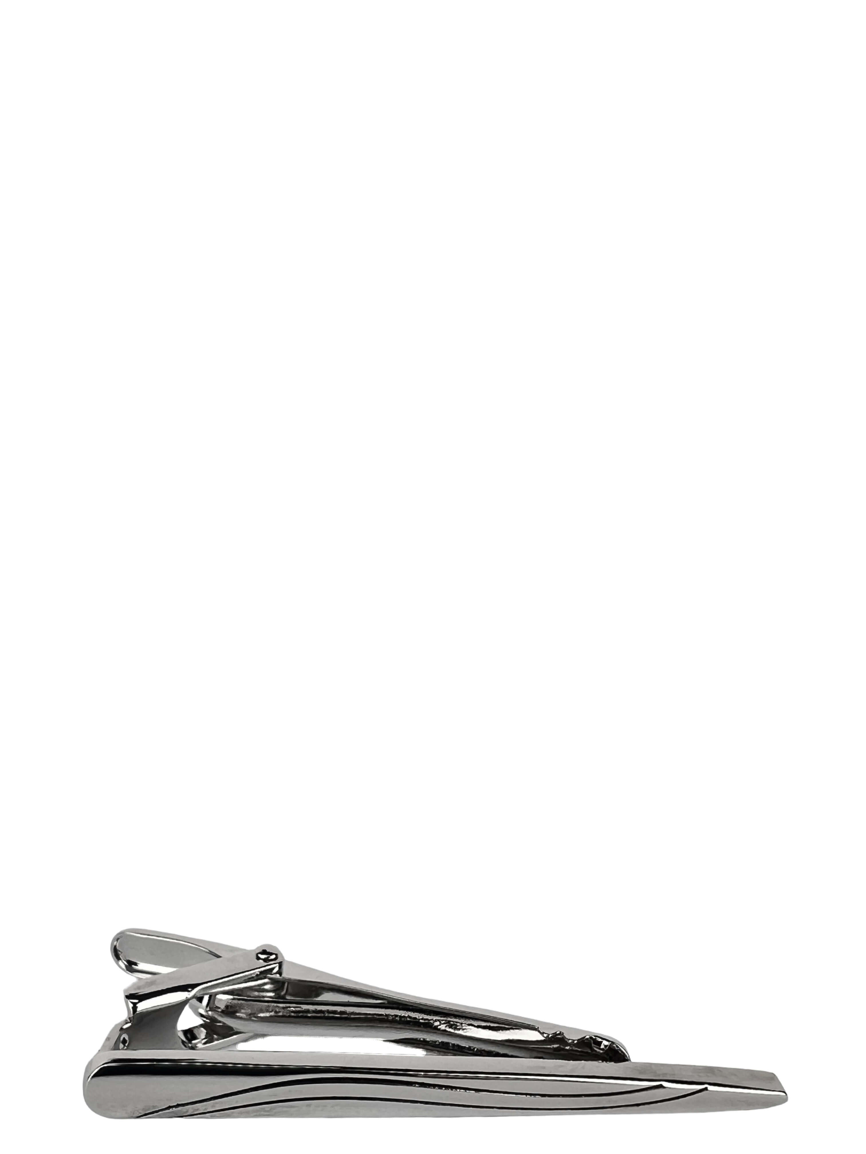 DÉCLIC Silver Tie Bar Clip for Men - Elegant Pointed Tie Accessory for Formal Wear, Weddings & Business Attire