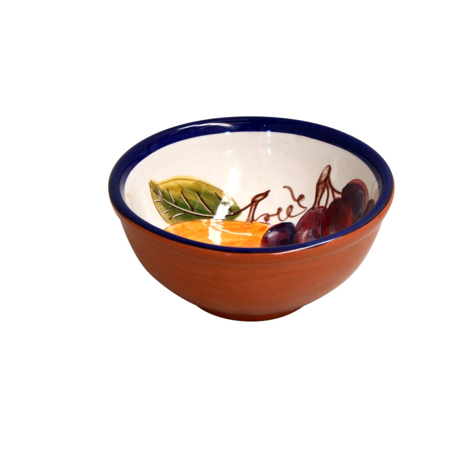Casafina 15 oz. Ceramic Terracotta Dip Bowl - Alentejo Collection with Grape Design | Dishwasher & Food Safe Glazed Serveware | Perfect for Guacamole, Hummus, Salsa & Party Appetizers | Restaurant Quality Dinnerware