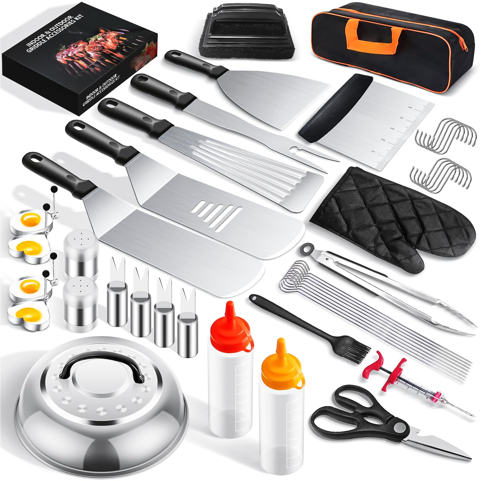 **45-Piece Upgraded Griddle Accessories Kit for Blackstone & Camp Chef – Heavy-Duty Spatulas, Basting Cover, Scraper – Perfect for Outdoor Cooking, BBQ, Camping & Backyard Grilling**