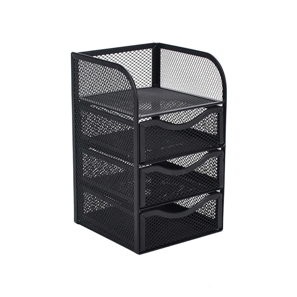 Black Stackable Drawer Organizers for Office Supplies - Desk File Letter Tray, Multi-Purpose Storage Solution for Home Office, School, and Workspace Organization