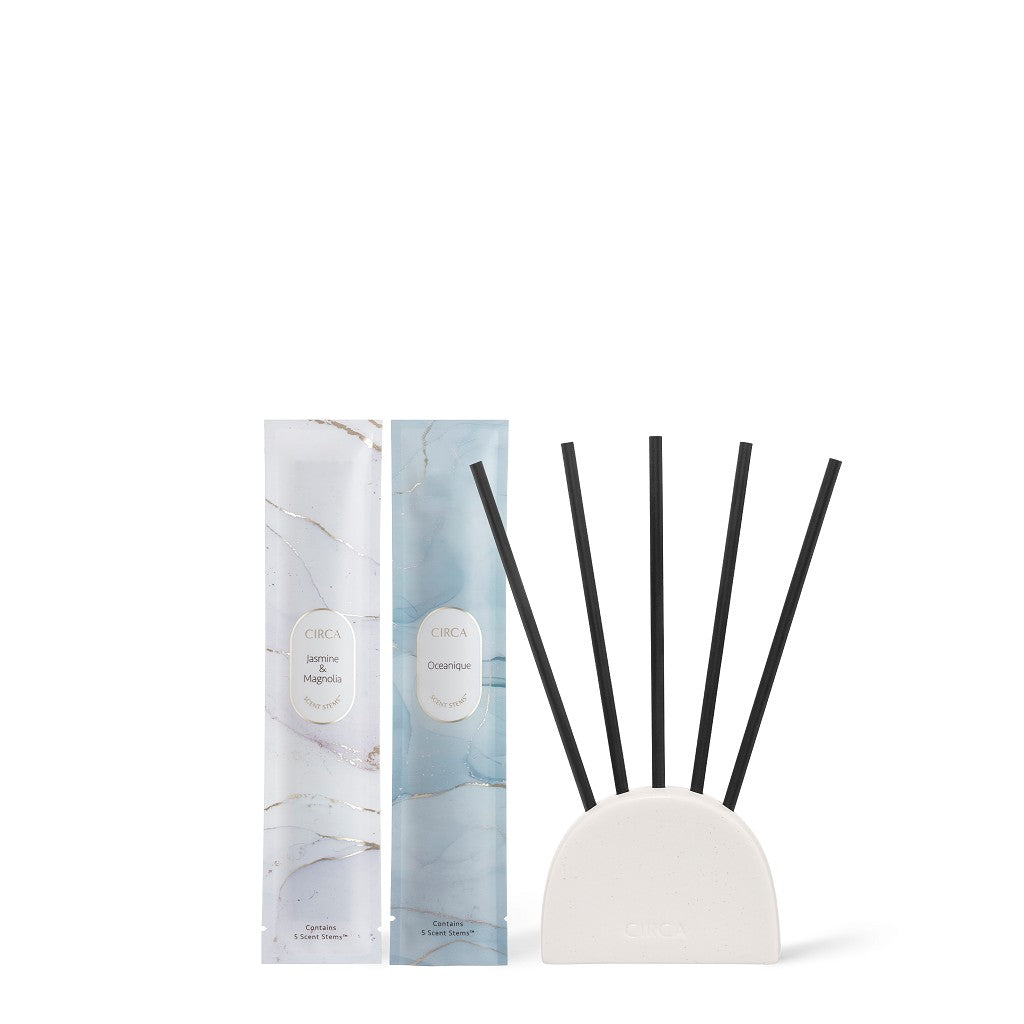 Circa Liquidless Diffuser Set - Ocean Breeze & Jasmine Magnolia Scented | Aromatherapy Essential Oil Diffuser for Home, Office, Yoga & Spa Relaxation