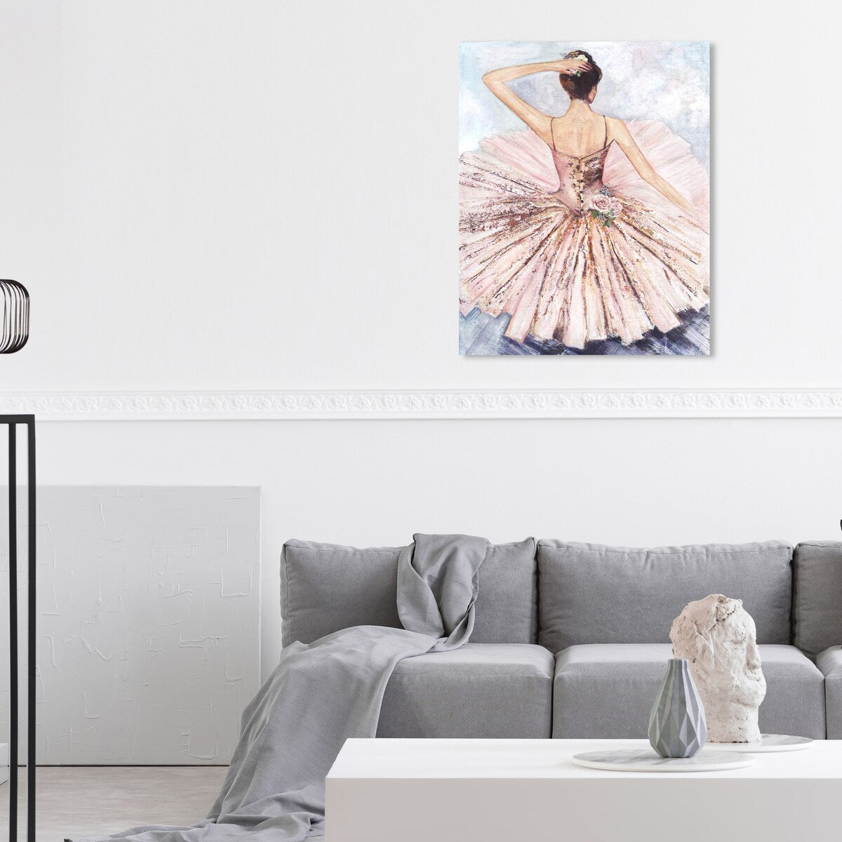 Ballet Dancer Tutu Wall Art - Pink Roses Inspired Canvas Print for Living Room, Bedroom & Nursery Decor | Elegant Ballet Home Decor