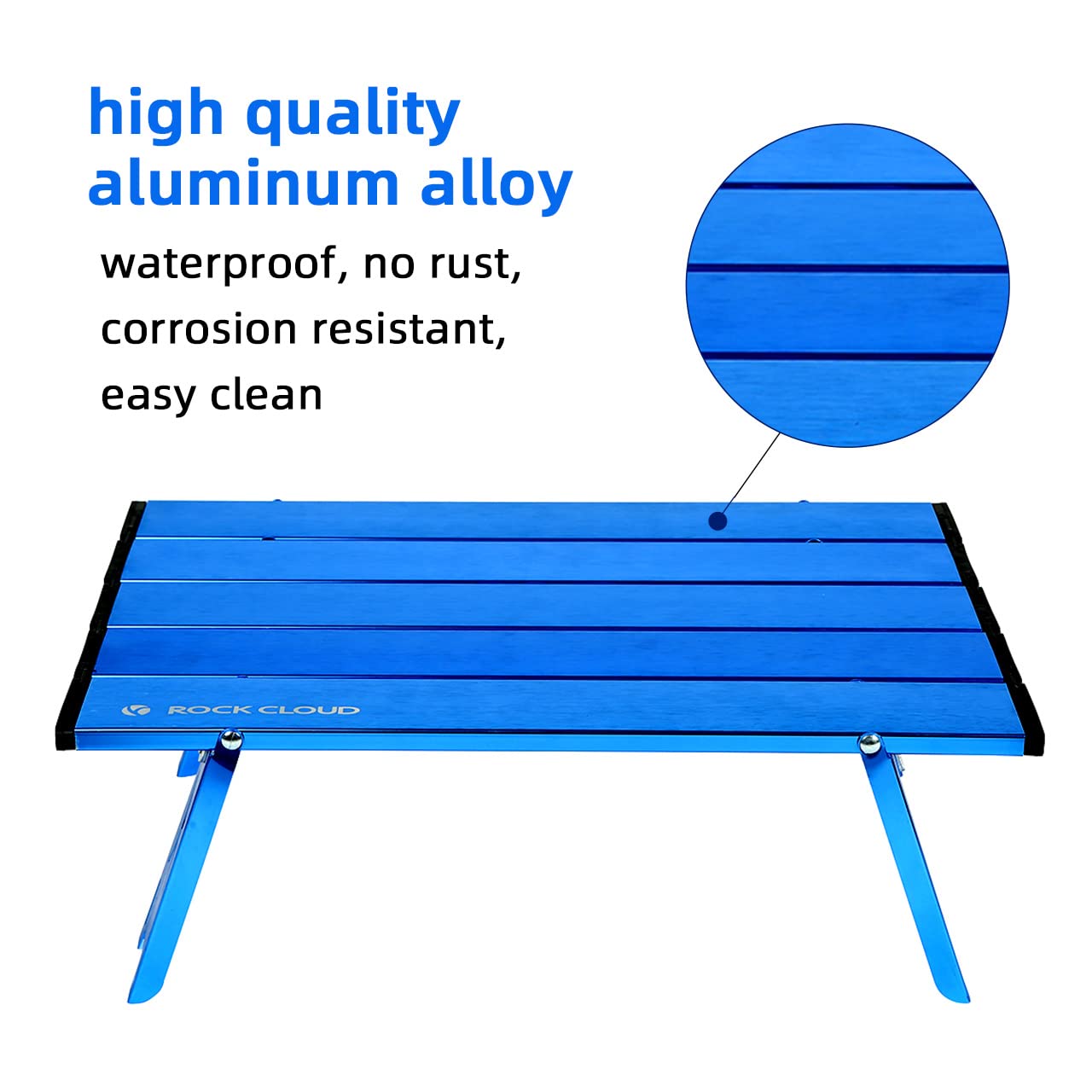 ROCK CLOUD Portable Aluminum Beach Table - Ultralight Mini Folding Camping Table for Outdoor, Picnic & Travel - Blue | Perfect for Beach, Camping, Backyard & Tailgating